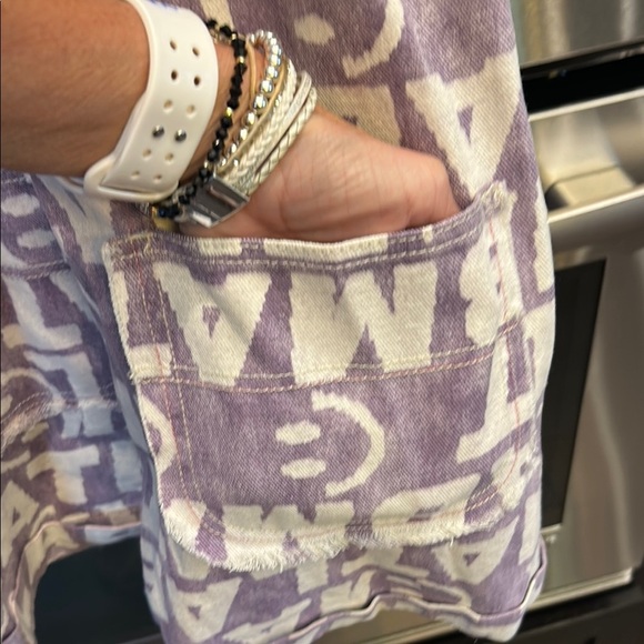 NWT POL Purple and White Text Print Jumpsuit - Picture 7 of 10